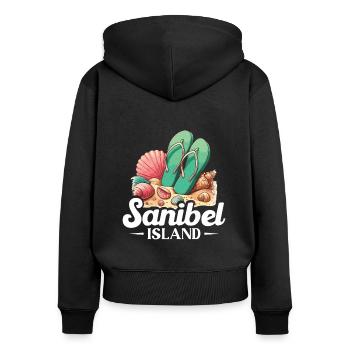 Das Leben Ist Besser Auf Sanibel Island - Frauen Premium Bio Zip Hoodie - Schwarz - Hinten - Julia (174cm)