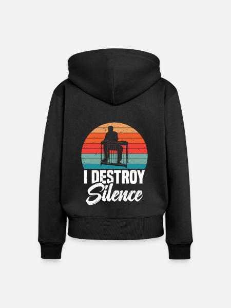 Ich Zerstöre Stille - Frauen Premium Bio Zip Hoodie - Schwarz