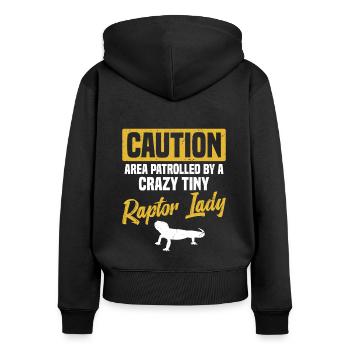 ZONE DE PRUDENCE d’un minuscule fou - Sweat à capuche zippé Premium bio Femme - noir - Dos - Julia (174cm)