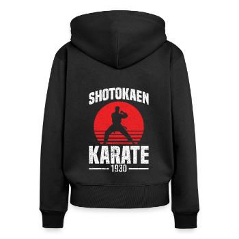 Karaté Shotokan 1930 - Sweat à capuche zippé Premium bio Femme - noir - Dos - Julia (174cm)