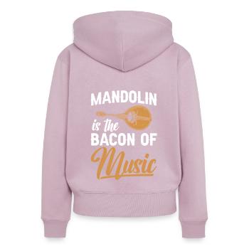 Mandolin is the bacon of music - Women's Premium Organic Zip Hoodie - dusky pink - Back - Julia (174cm)