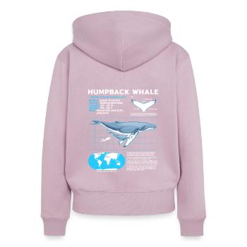 Buckelwal Datenblatt - Frauen Premium Bio Zip Hoodie - Altrosa - Hinten - Julia (174cm)