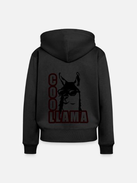 Cooles Lama mit Sonnenbrille - Frauen Premium Bio Zip Hoodie - Schwarz