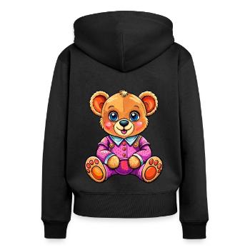 Mignon nounours - Sweat à capuche zippé Premium bio Femme - noir - Dos - Julia (174cm)