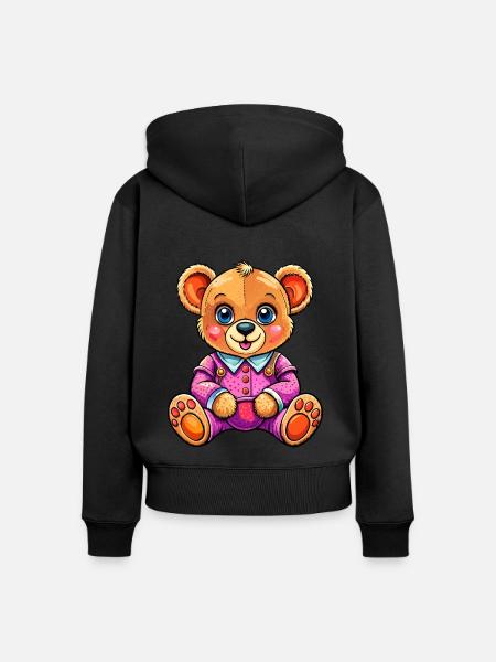 Süßer Teddy - Frauen Premium Bio Zip Hoodie - Schwarz
