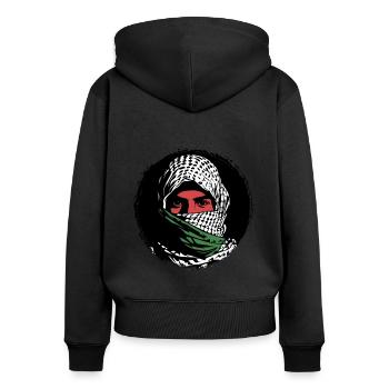 Freiheit für Palästina - Frieden - Frauen Premium Bio Zip Hoodie - Schwarz - Hinten - Julia (174cm)