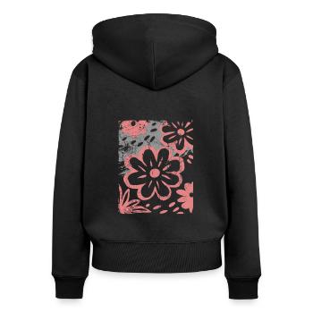 Blumen - Frühling - Sommer - Spruch - Frauen Premium Bio Zip Hoodie - Schwarz - Hinten - Julia (174cm)