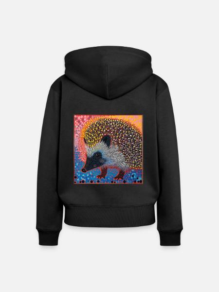 igel, bunt, tier, geschenk, geschenkidee - Frauen Premium Bio Zip Hoodie - Schwarz