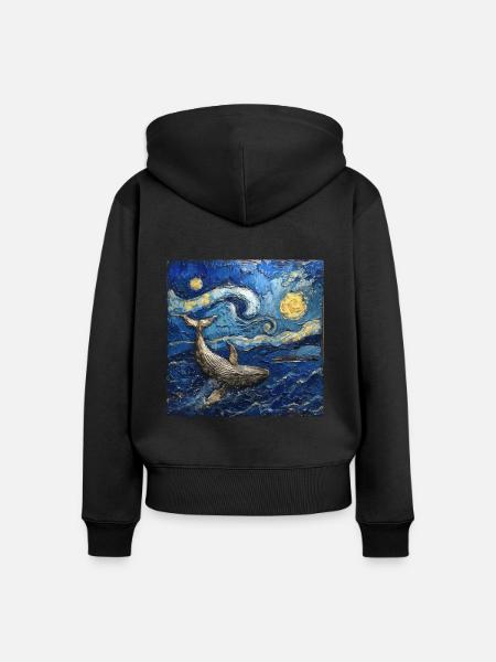 Wal Fisch Van Gogh - Frauen Premium Bio Zip Hoodie - Schwarz