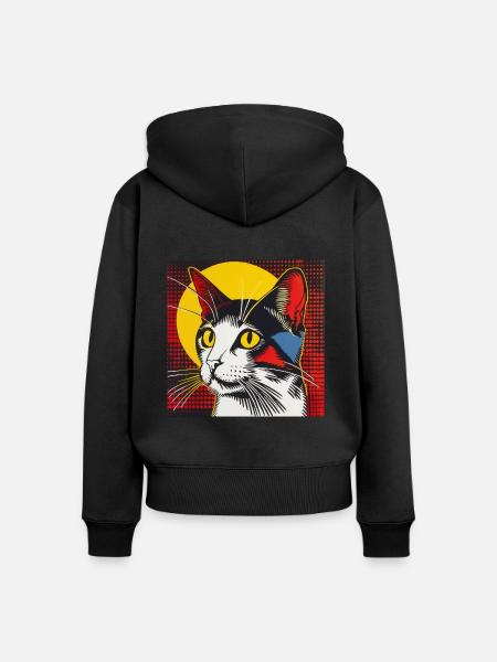 Katze, katzenmotiv - Frauen Premium Bio Zip Hoodie - Schwarz
