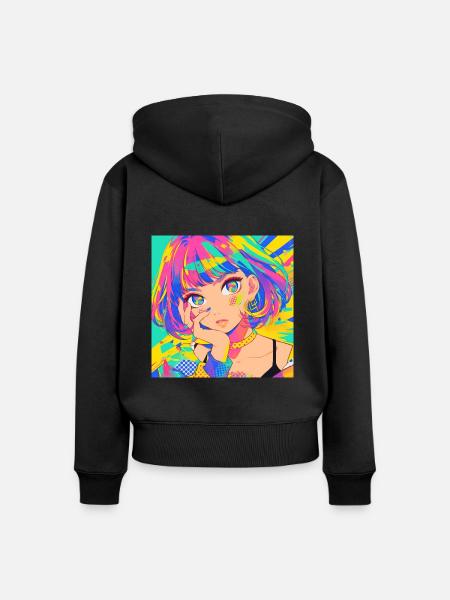anime, girl, waifu, japan - Frauen Premium Bio Zip Hoodie - Schwarz