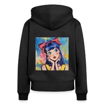 Anime, Waifu, Japon - Sweat à capuche zippé Premium bio Femme - noir - Dos - Julia (174cm)