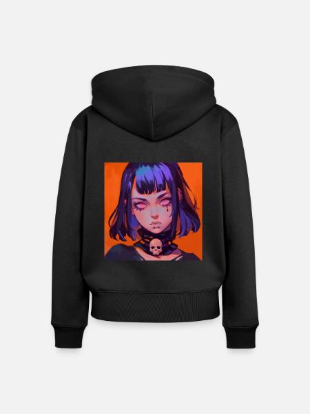anime gothic, waifu, japan - Frauen Premium Bio Zip Hoodie - Schwarz