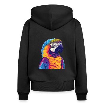 Papagei, vogel, tropisch, Sommer, geschenk - Frauen Premium Bio Zip Hoodie - Schwarz - Hinten - Julia (174cm)