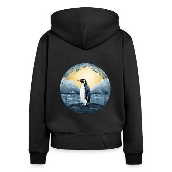 Pinguin - Frauen Premium Bio Zip Hoodie - Schwarz - Hinten - Julia (174cm)