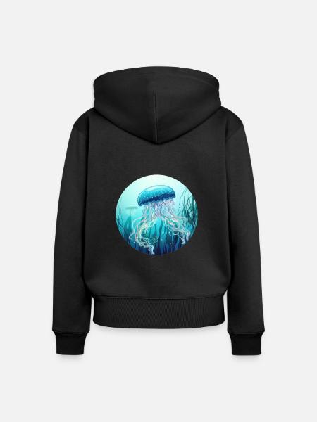 Qualle - Frauen Premium Bio Zip Hoodie - Schwarz