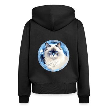 Ragdoll Katze - Frauen Premium Bio Zip Hoodie - Schwarz - Hinten - Julia (174cm)