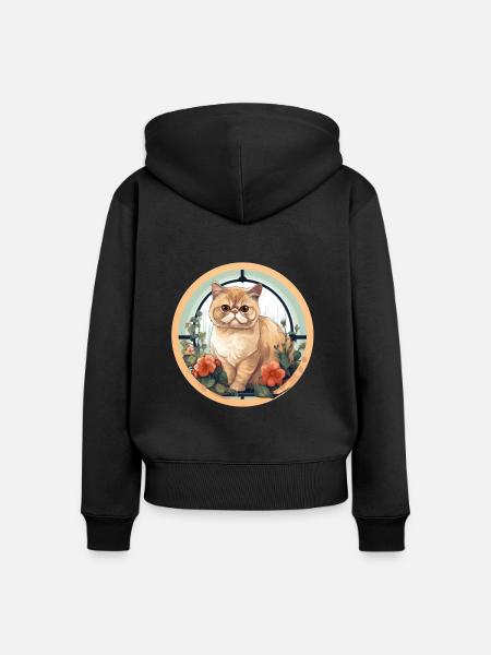 Exotische Kurzhaarkatze - Frauen Premium Bio Zip Hoodie - Schwarz