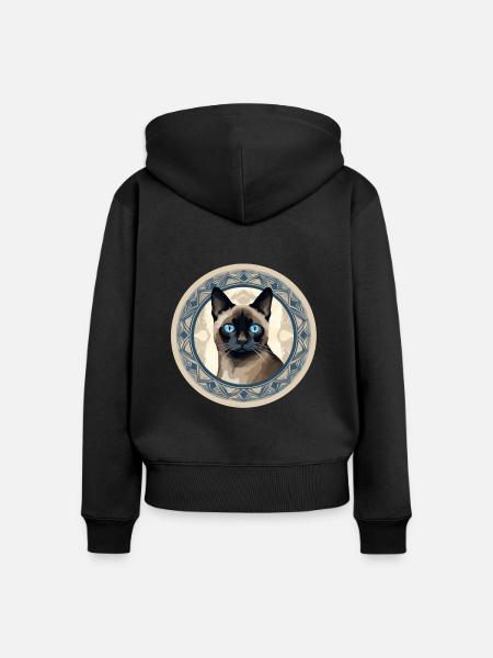 Siamkatze - Frauen Premium Bio Zip Hoodie - Schwarz