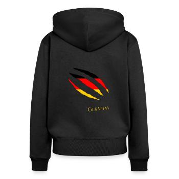 Germany Risse Claws Krallen - Frauen Premium Bio Zip Hoodie - Schwarz - Hinten - Julia (174cm)