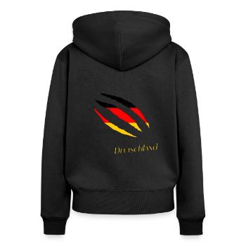 Deutschland - Frauen Premium Bio Zip Hoodie - Schwarz - Hinten - Julia (174cm)