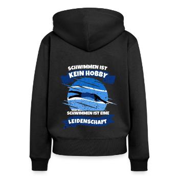 Schwimmerin Schwimmen - Frauen Premium Bio Zip Hoodie - Schwarz - Hinten - Julia (174cm)