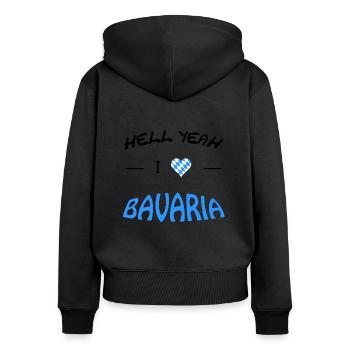 Hell Yeah i love Bavaria - Frauen Premium Bio Zip Hoodie - Schwarz - Hinten - Julia (174cm)