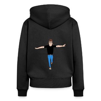 Inspire - Frauen Premium Bio Zip Hoodie - Schwarz - Hinten - Julia (174cm)