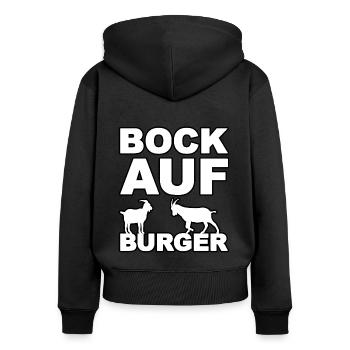 Bock auf Burger - Frauen Premium Bio Zip Hoodie - Schwarz - Hinten - Julia (174cm)