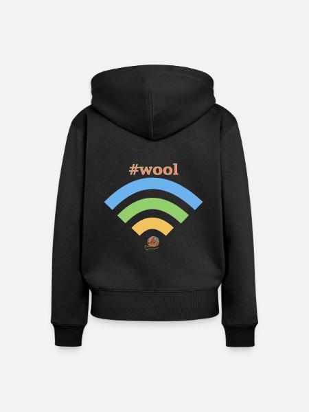 wifi wool - Frauen Premium Bio Zip Hoodie - Schwarz
