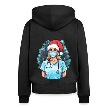 Frohe Weihnachten Krankenschwester - Frauen Premium Bio Zip Hoodie - Schwarz - Hinten - Julia (174cm)