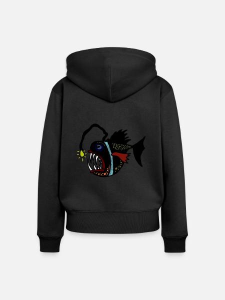 anglerfisch - Frauen Premium Bio Zip Hoodie - Schwarz