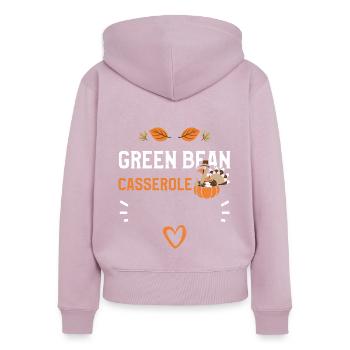 Casserole de haricots verts - Sweat à capuche zippé Premium bio Femme - rose poudré - Dos - Julia (174cm)