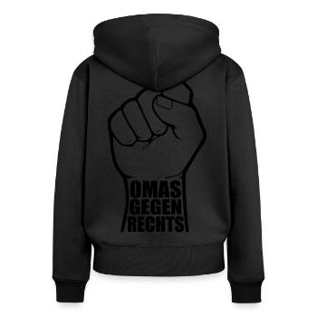 Omas gegen rechts - Frauen Premium Bio Zip Hoodie - Schwarz - Hinten - Julia (174cm)