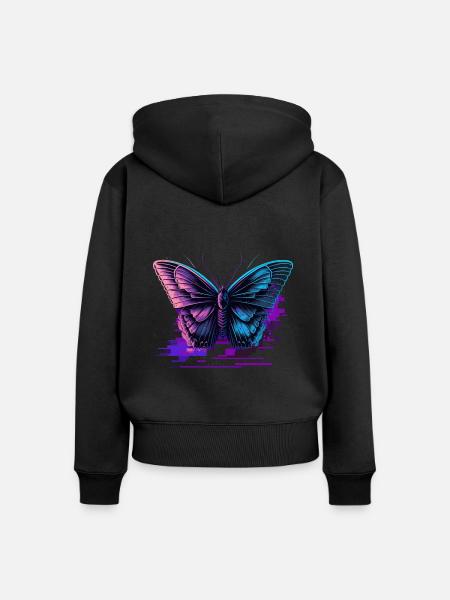 Schmetterling Retro Farbtöne - Frauen Premium Bio Zip Hoodie - Schwarz