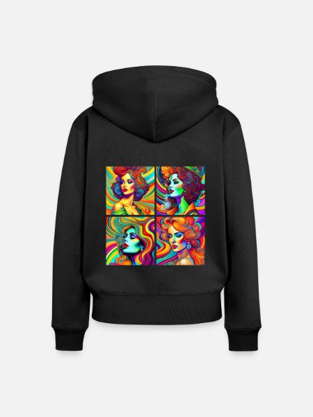 psychedelische Léa - Frauen Premium Bio Zip Hoodie - Schwarz