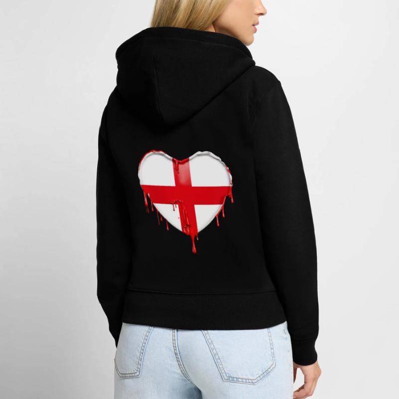 DRAPEAU ANGLAIS DRAPEAU ANGLETERRE Sweat à capuche zippé Premium bio Femme