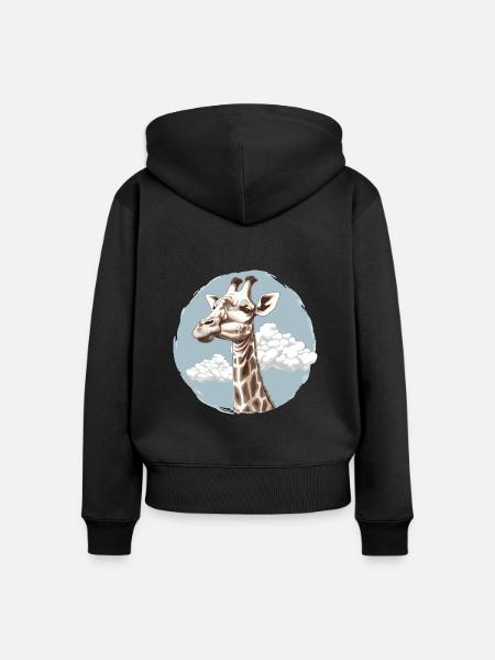Giraffe im Himmel - Frauen Premium Bio Zip Hoodie - Schwarz