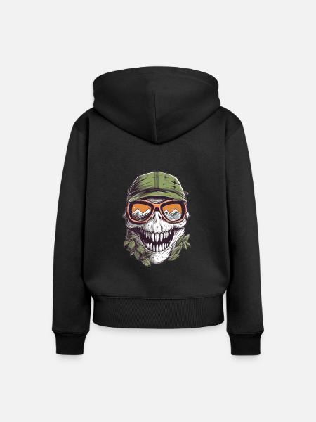 Tyrannosaurus Rex Brille - Frauen Premium Bio Zip Hoodie - Schwarz