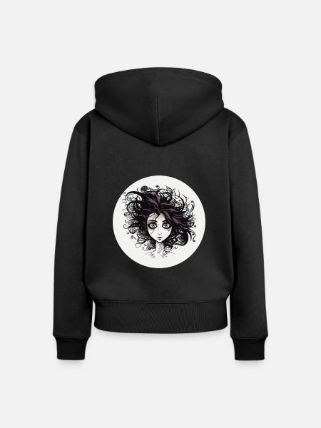 Frau - Frauen Premium Bio Zip Hoodie - Schwarz