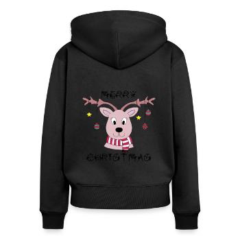 Merry Christmas - Frauen Premium Bio Zip Hoodie - Schwarz - Hinten - Julia (174cm)
