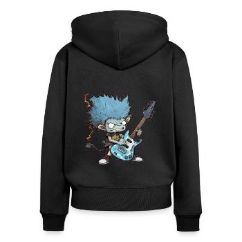 Crazy Guitar Boy - Frauen Premium Bio Zip Hoodie - Schwarz - Hinten - Julia (174cm)