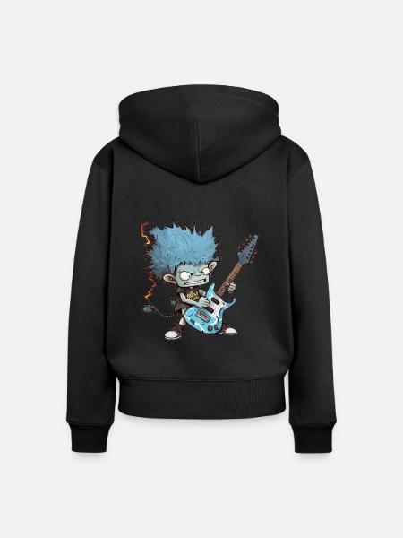 Crazy Guitar Boy - Frauen Premium Bio Zip Hoodie - Schwarz