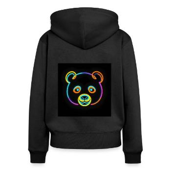 Panda Toby gives the world a happy smile - Women's Premium Organic Zip Hoodie - black - Back - Julia (174cm)