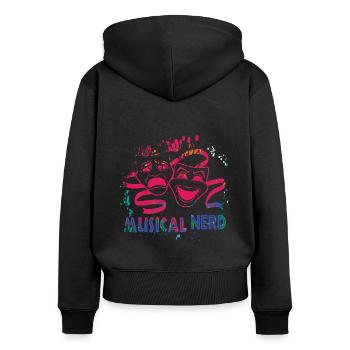 Masques de nerd musicaux - Sweat à capuche zippé Premium bio Femme - noir - Dos - Julia (174cm)