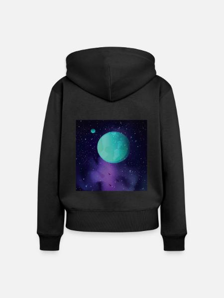 Earth - Frauen Premium Bio Zip Hoodie - Schwarz