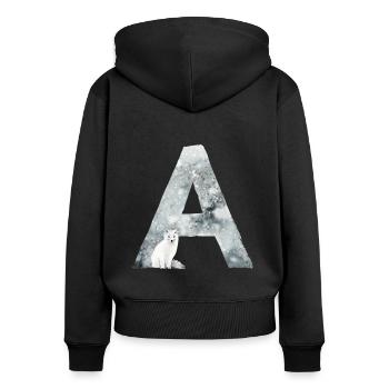 A – caractère décoratif – hiver - Sweat à capuche zippé Premium bio Femme - noir - Dos - Julia (174cm)