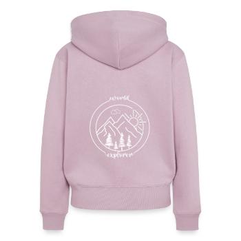 world explorer - Frauen Premium Bio Zip Hoodie - Altrosa - Hinten - Julia (174cm)