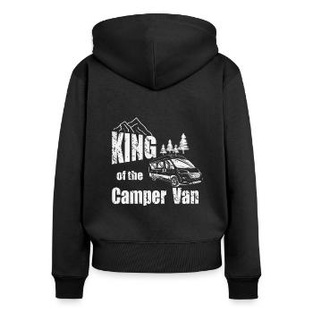 King of the Camper Van - Frauen Premium Bio Zip Hoodie - Schwarz - Hinten - Julia (174cm)