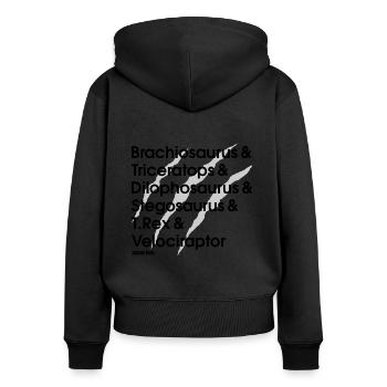 Jurassic Park Noms De Dinosaures En Latin - Sweat à capuche zippé Premium bio Femme - noir - Dos - Julia (174cm)